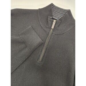 UNTUCKit Sweater Men's L Black‎ 1/4 Zip 100% Extra Fine Merino Wool Belguardo